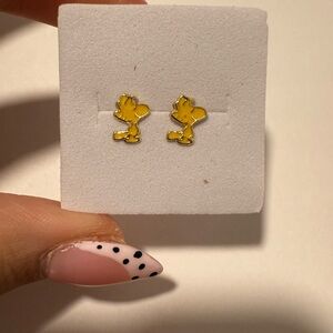 10k gold Woodstock earrings snoopy